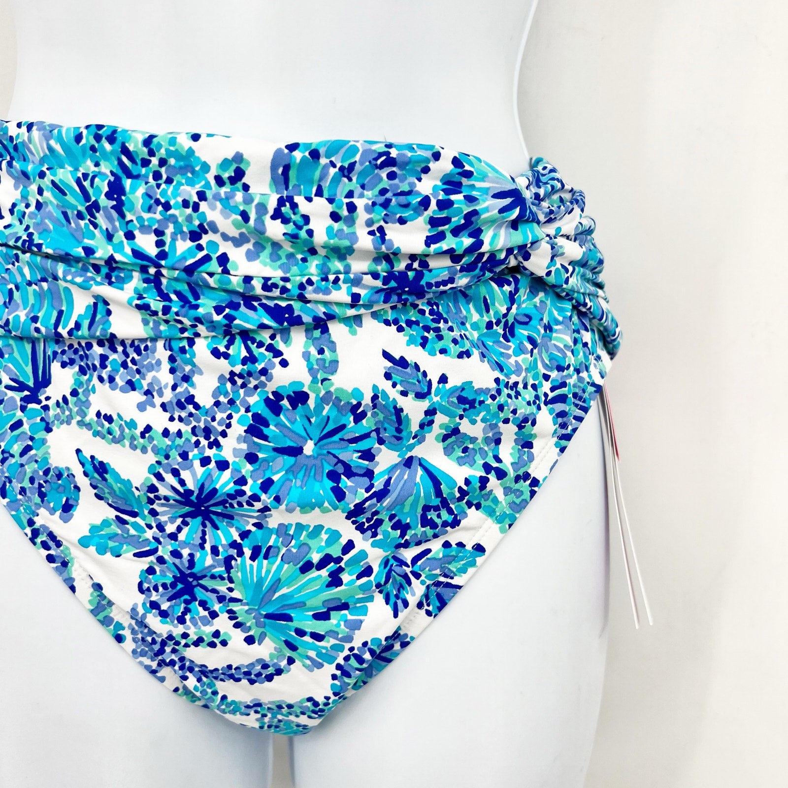 LILLY PULITZER Yarrow High-Waisted Bikini Bottom Size 2 Blue Turquoise Oasis NWT