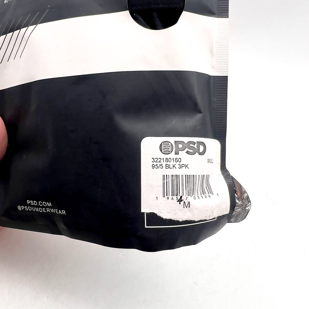 PSD Men's 3 Pack Classic Cotton Stretch Boxer Briefs Medium Black NWT