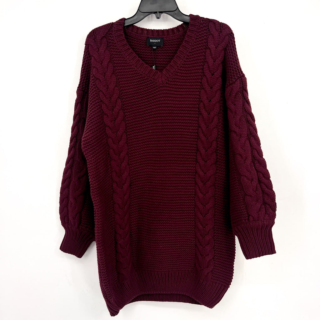 BARDOT Women's Bell Knit Sweater Dress Size 8 Burgundy Red Long Sleeve NWT