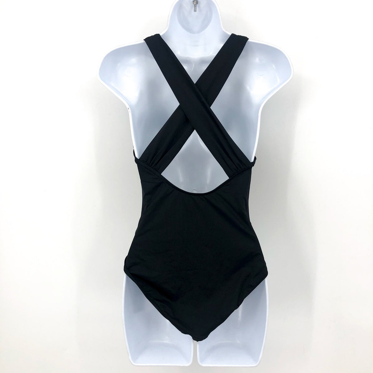 SEAFOLLY Collective Cross Back One Piece Swimsuit Size 6 Black Deep V Neck NWT