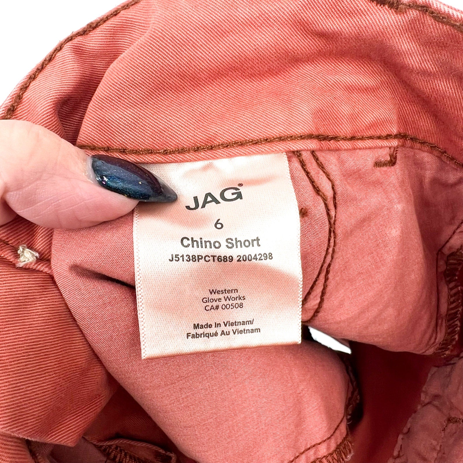 JAG JEANS Women's Fabric Dyed Chino Mid Rise Shorts Size 6 Orange Chutney NWT