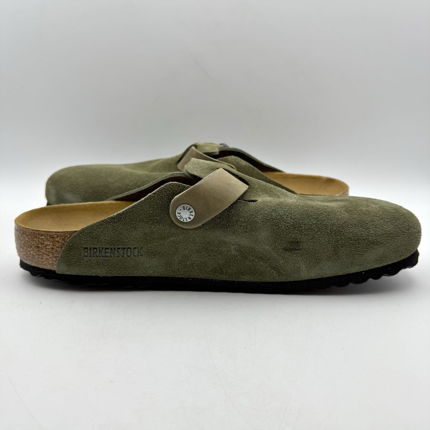 Birkenstock Mens Boston Clogs EU 45 US 12 Green Suede Slip On NWOB