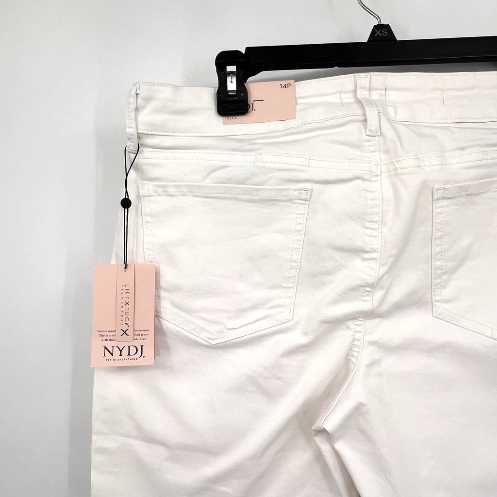NYDJ Womens Ella Denim Shorts Size 14 PETITE Optic White 8" Inseam NWT