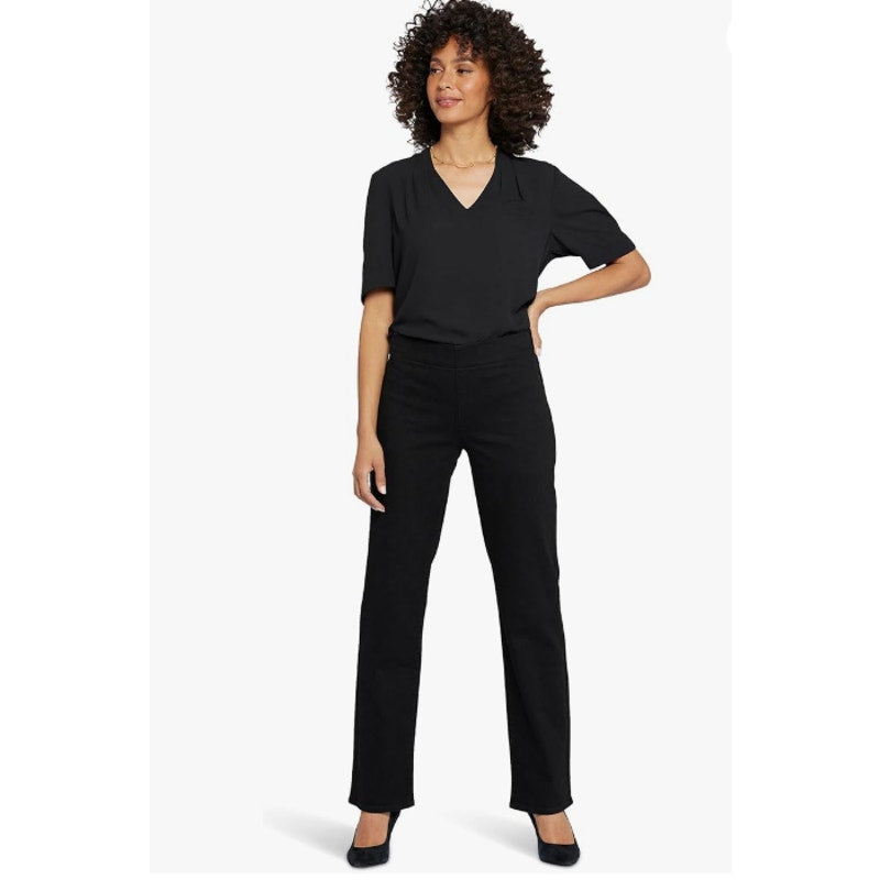 NYDJ Women's Bailey Relaxed Straight Jeans Size 8 Black Rinse Pull On NWT