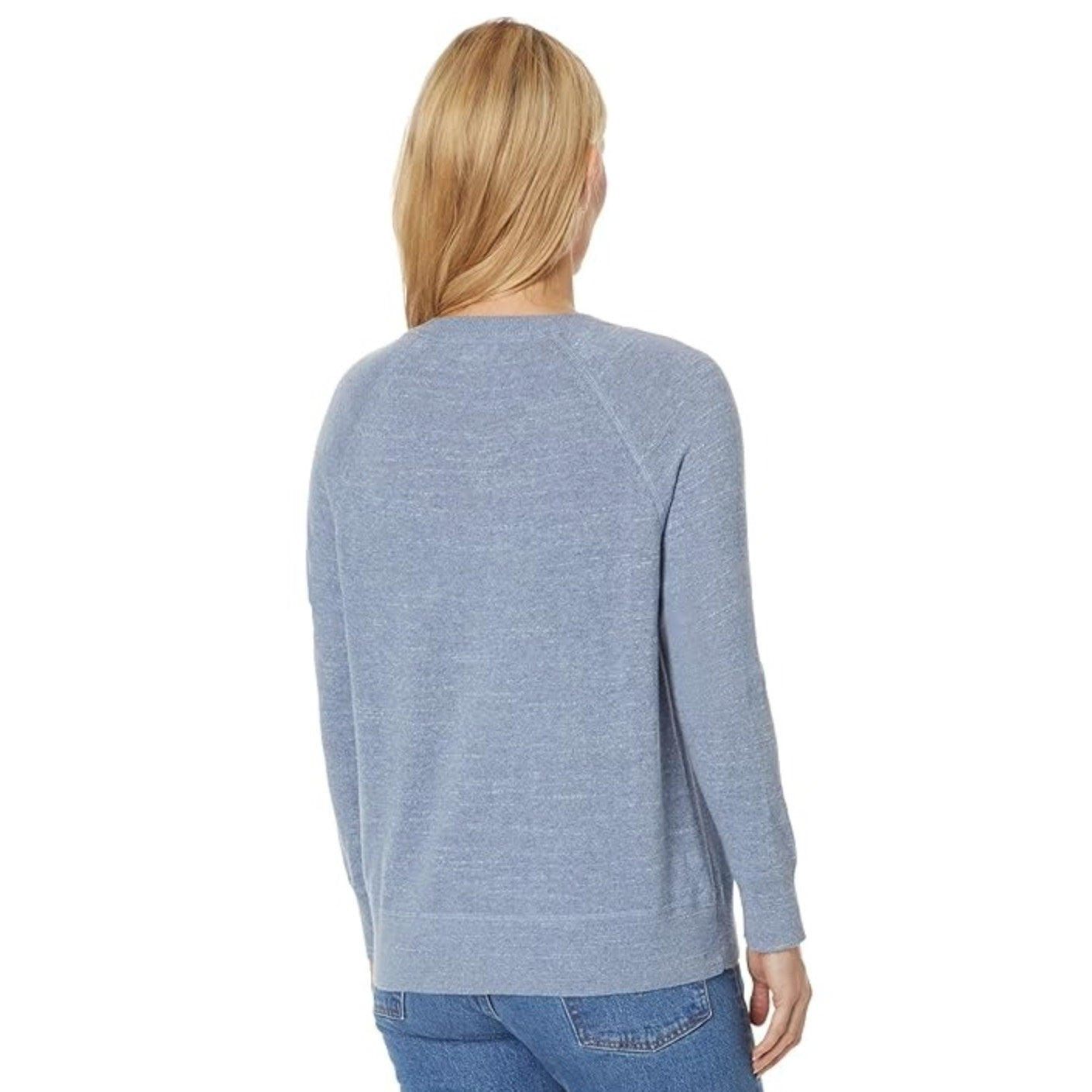 L.L BEAN Womens Slub Sweatshirt Sweater Medium Blue Indigo Organic Cotton NWT