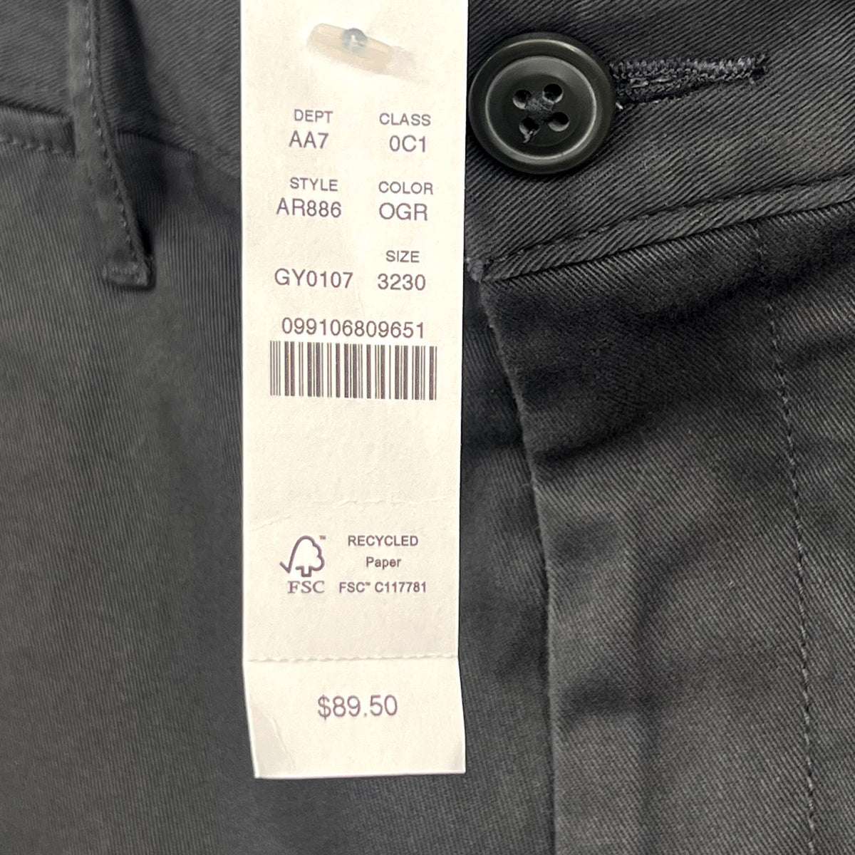 J.CREW Mens 770 Straight-fit Chino Pants 32x30 Onyx Grey Stretch AR886 NWT
