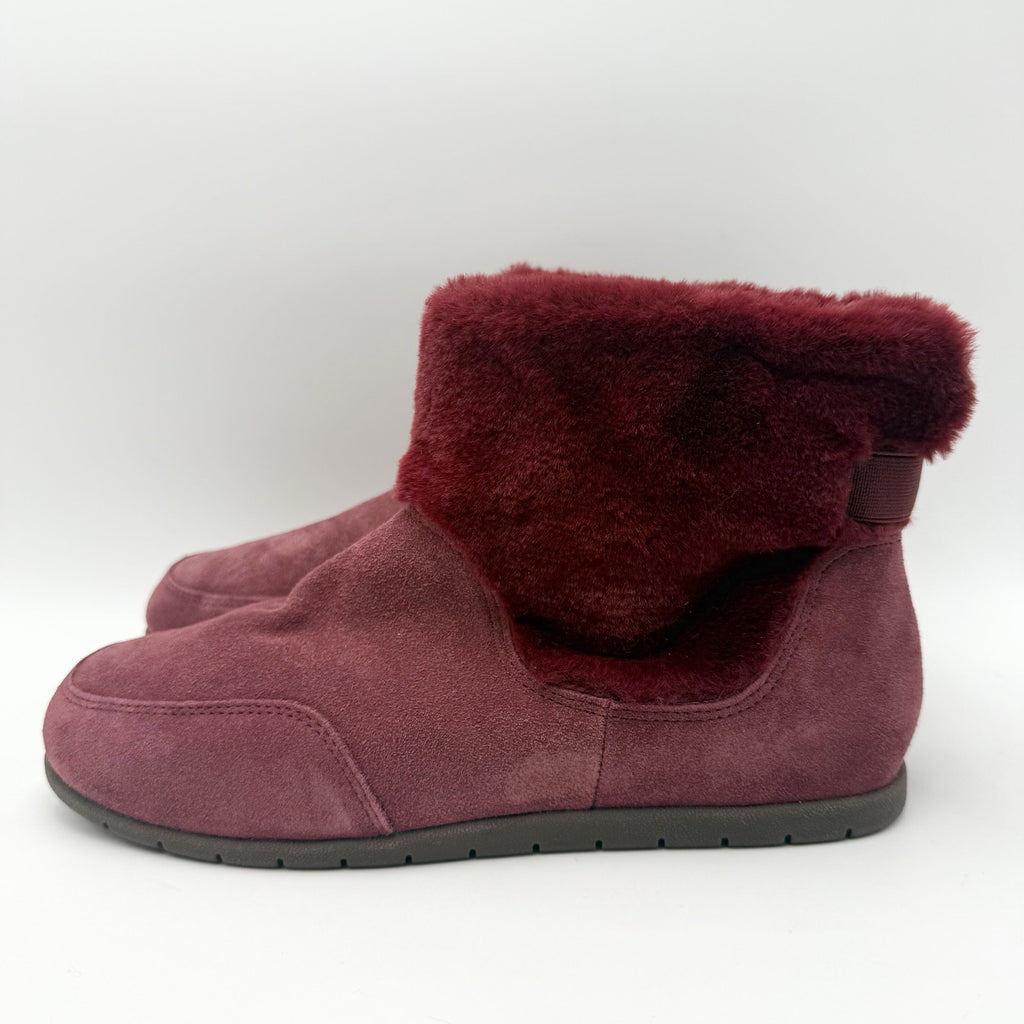 Vionic Womens Maizie Slipper Boots Size 7 Burgundy Red Suede Supportive NWOB