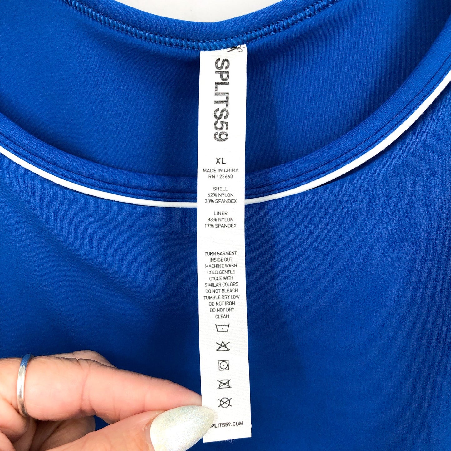 SPLITS59 Womens Martina Rigor Dress XL Classic Blue WHITE Scoop Neck NWT