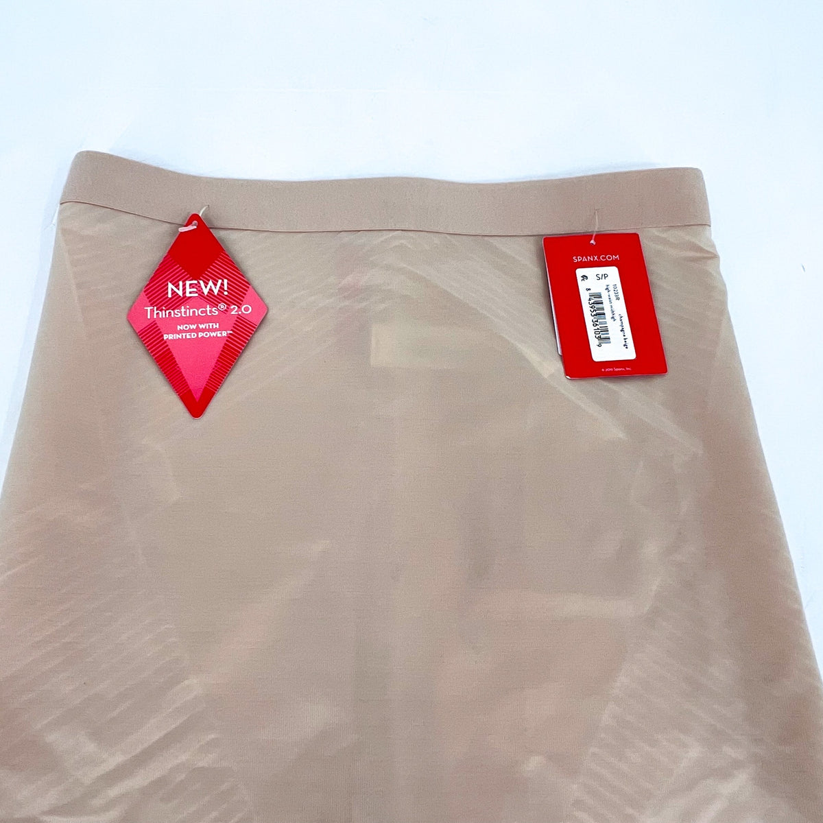 SPANX Invisible Shaping High Waisted Mid Thigh Shorts Small Champagne Beige NWT