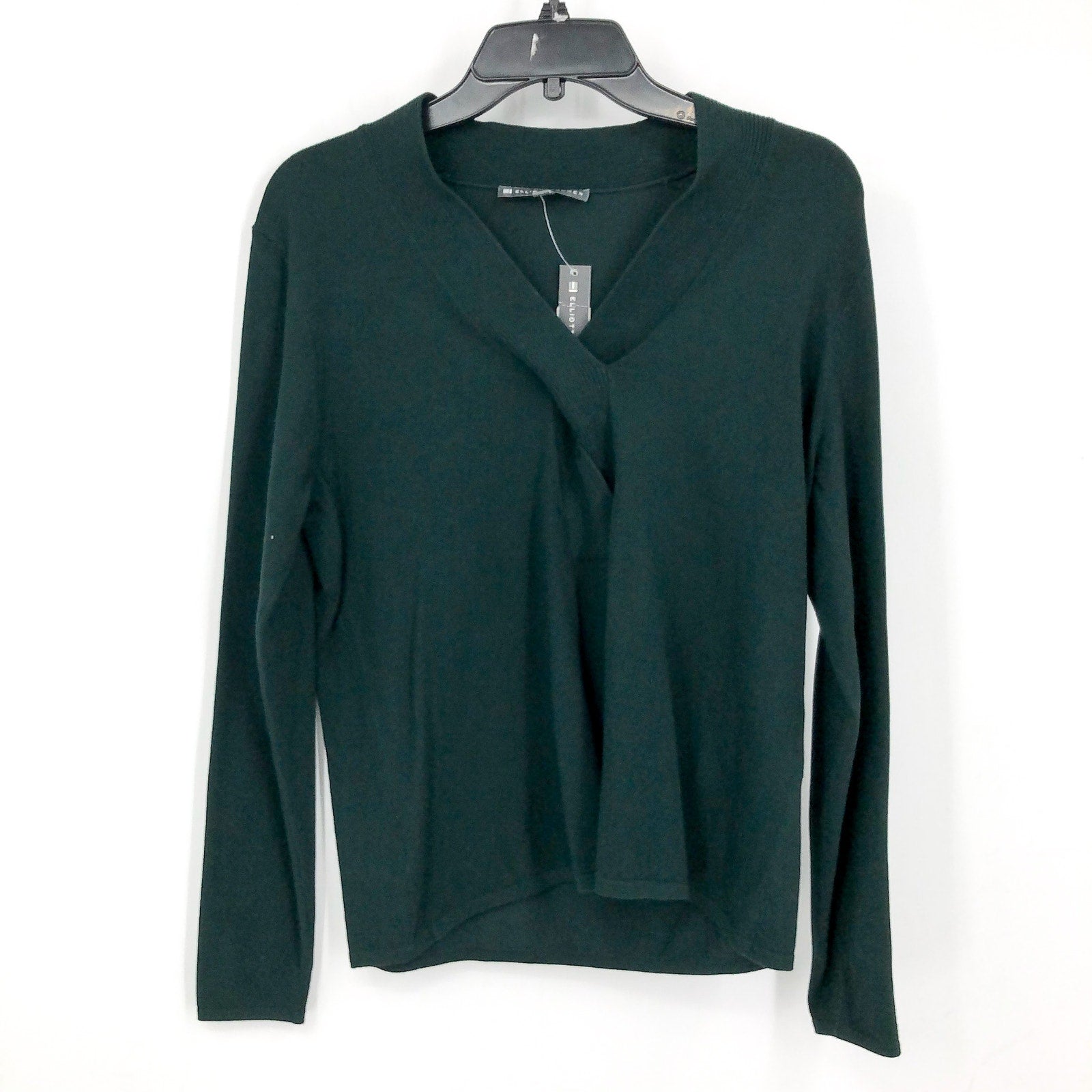 ELLIOTT LAUREN Womens Marella Fitted Sweater Large Evergreen Twist Detail NWT