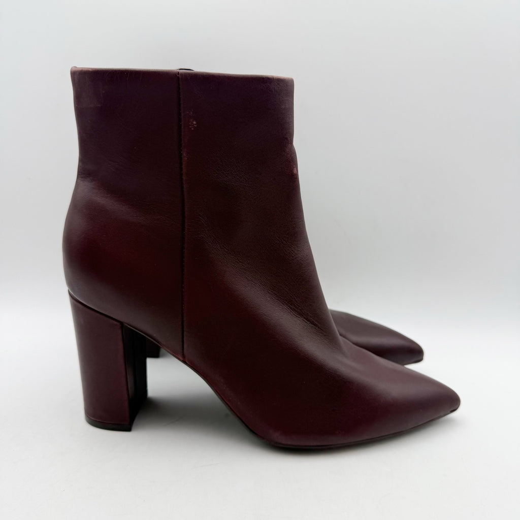 Marc Fisher Womens Glorena Ankle Boots US 8 M Dark Red Leather Bootie NWOB