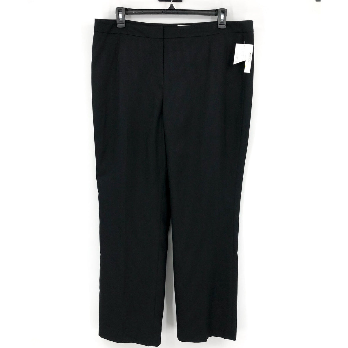 LE SUIT Women's Straight Leg Suit Pants Size 18 Black Flat Front Stretch NWOT