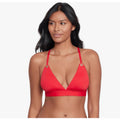 LAUREN RALPH LAUREN Toggle V Neck Bikini Top Size 14 Red Beach Club Solids NWT