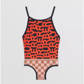 BURBERRY Girl's Sandie Logo One Piece Swimsuit Size 12 Youth Vermillion Red NWT