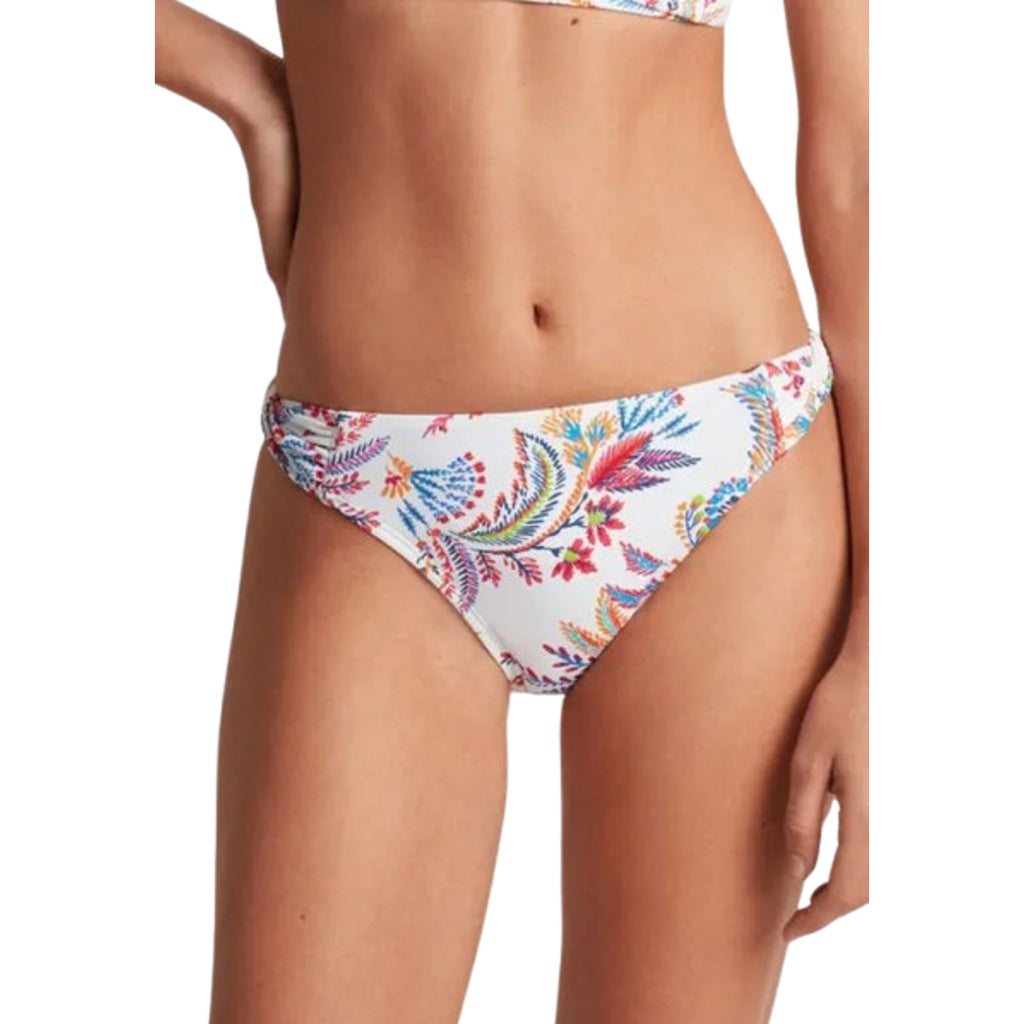 LAUREN RALPH LAUREN Fleurette Hipster Bikini Bottom Size 6 White Twist Side NWT