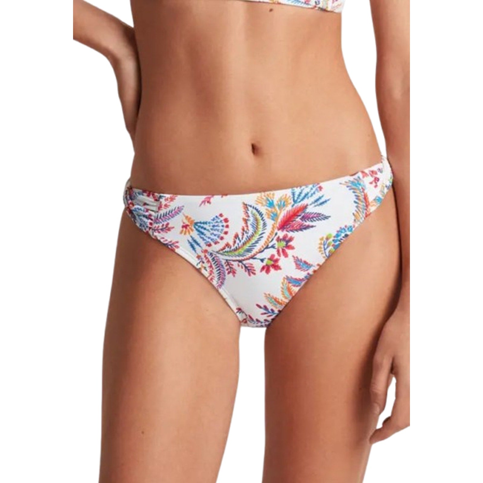 LAUREN RALPH LAUREN Fleurette Hipster Bikini Bottom Size 6 White Twist Side NWT