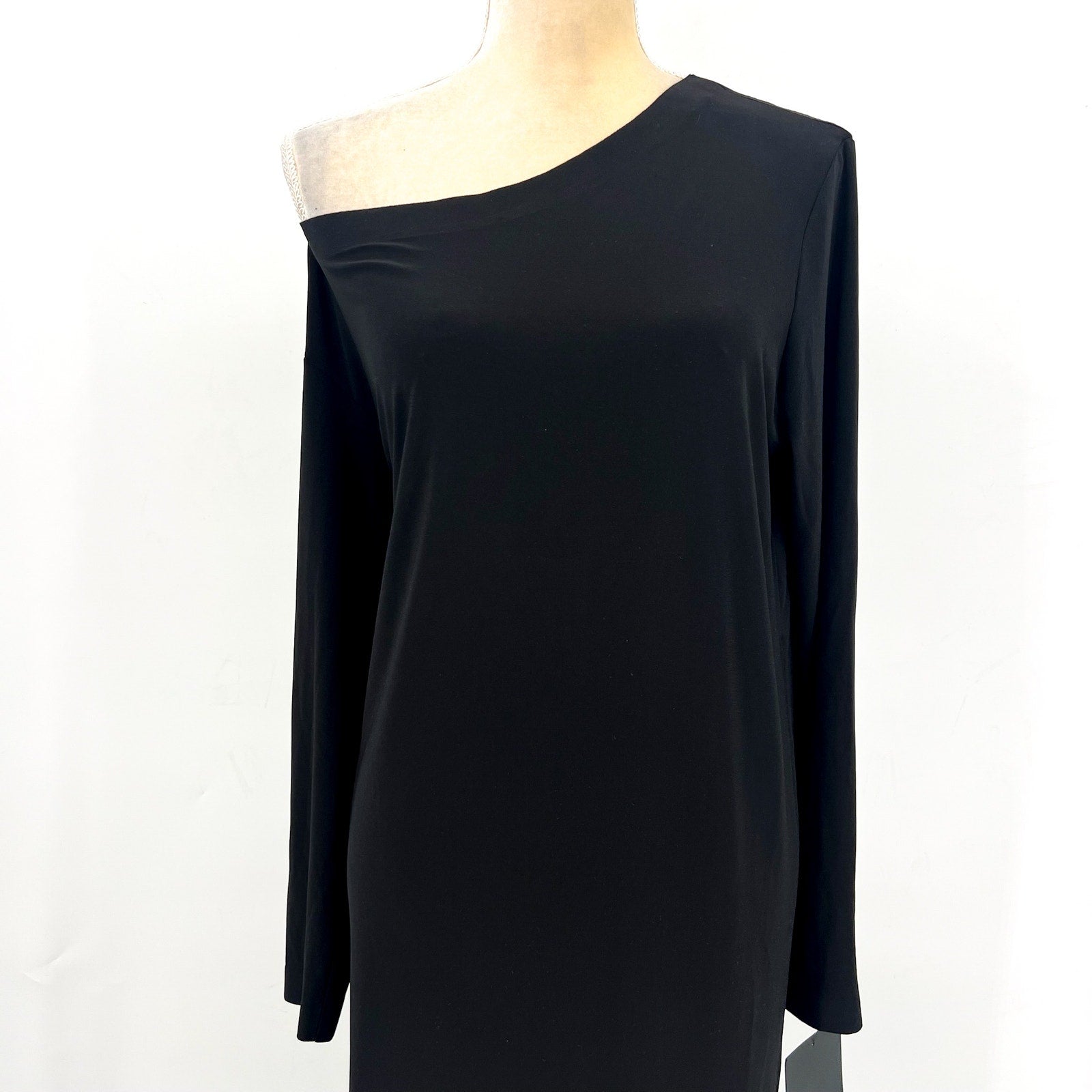 NORMA KAMALI Women's Drop Shoulder Dress Medium FR 38 Black Long Sleeve NWT