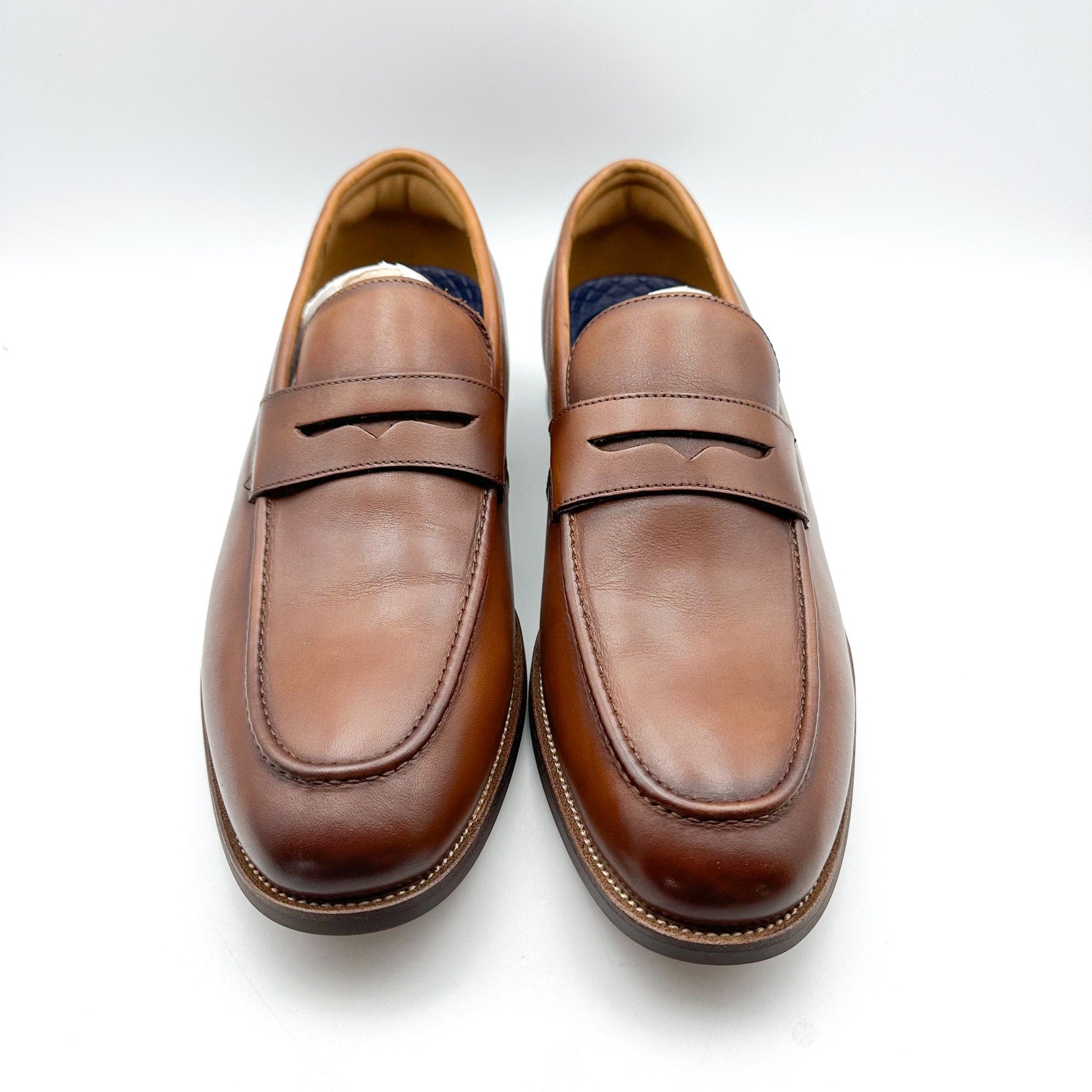 Florsheim Mens Rubano Moc Toe Penny Loafer US 11 Wide Cognac Brown Leather NWOB