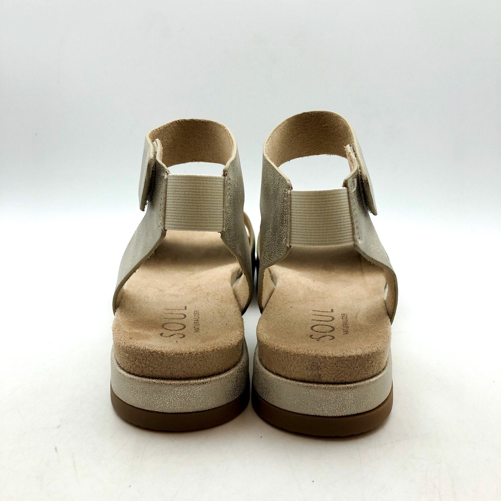 Soul Naturalizer Womens Deara Platform Flat Sandals 9.5 WIDE Gold Leather NIB