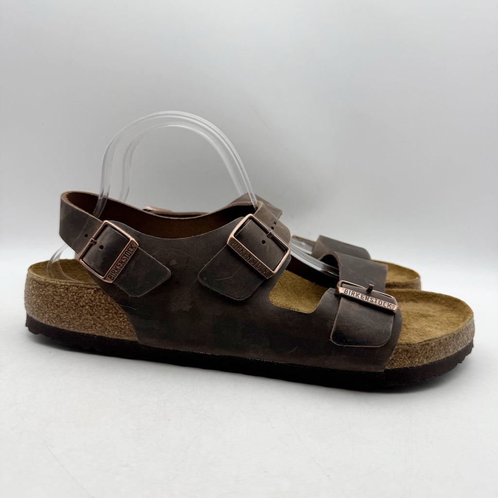 Birkenstock Mens Milano Sandals EU 44 US 11 Habana Brown Oiled Leather NWOB