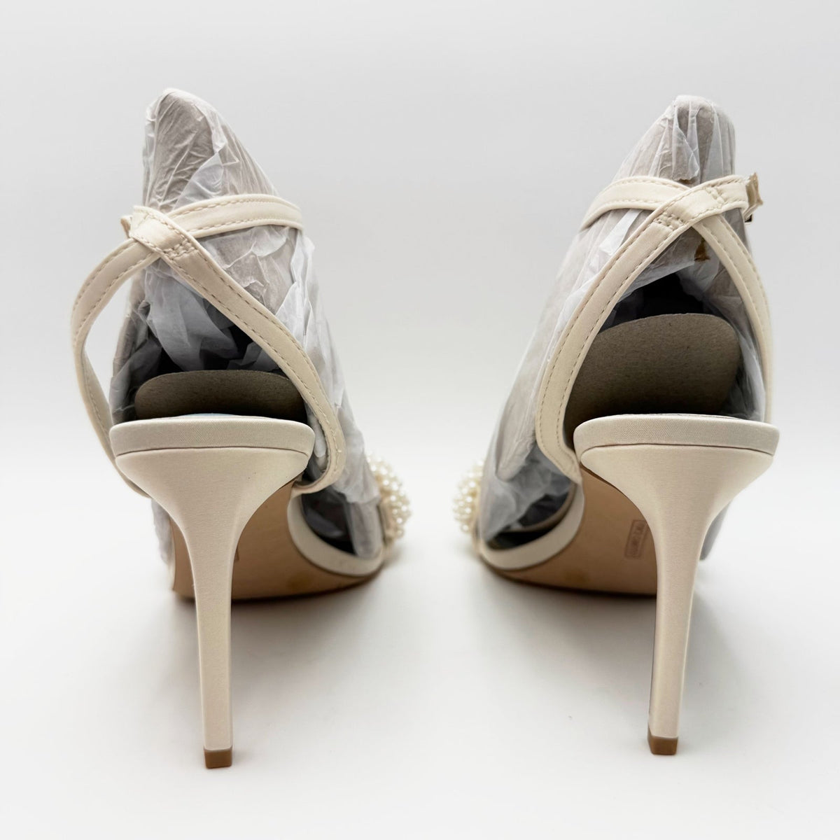 Vince Camuto Womens Arleem Pearl Beaded High Heel Sandals Size 8 Off White NWOB