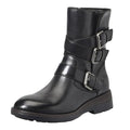 Born Womens Mayne Mid Calf Boots US 6 M EU 36.5 Black Leather Combat Buckle NIB
