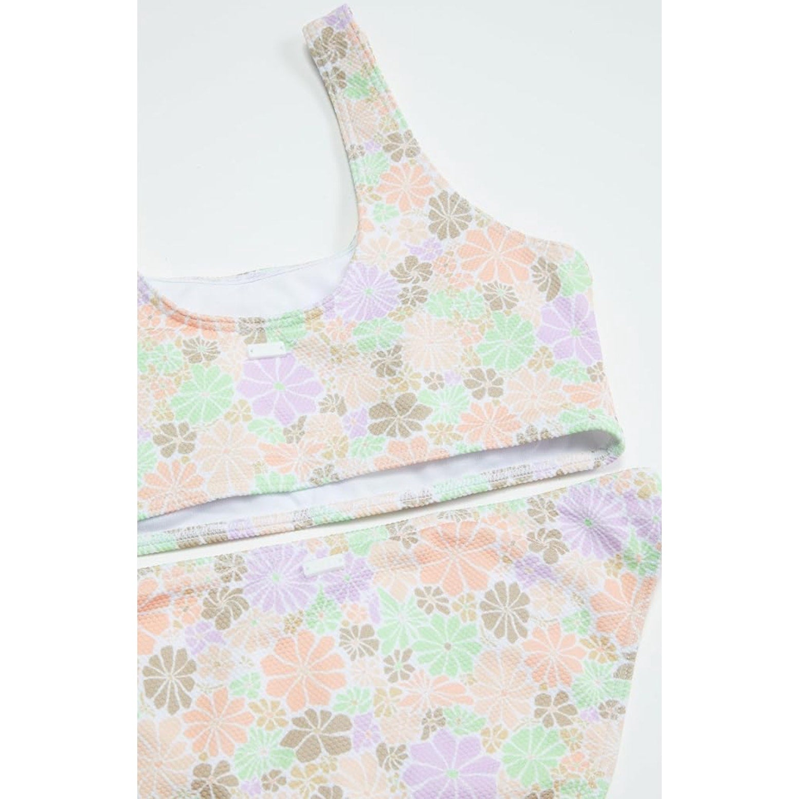 ROXY Girl's All About Sol Cropped Swimsuit Set Size 8 Pastel Multi Floral NWT