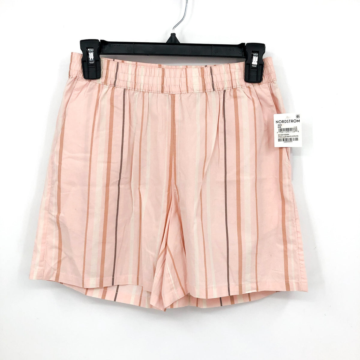 BP. Unisex Stripe Cotton Casual Short XXS Pink/Cream Elastic Waist Nordstrom NWT