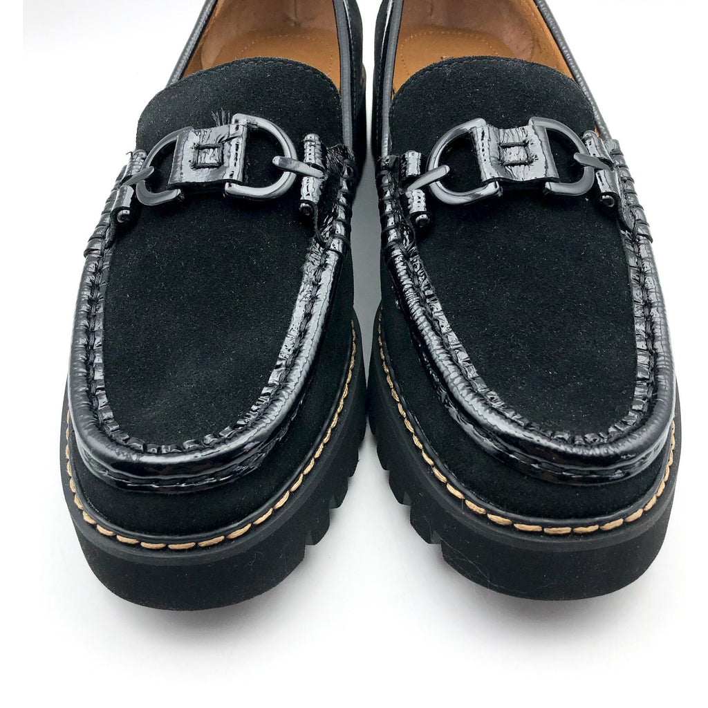 DONALD PLINER Women's Helio Loafers Size 7.5 Black Calf Suede NIB