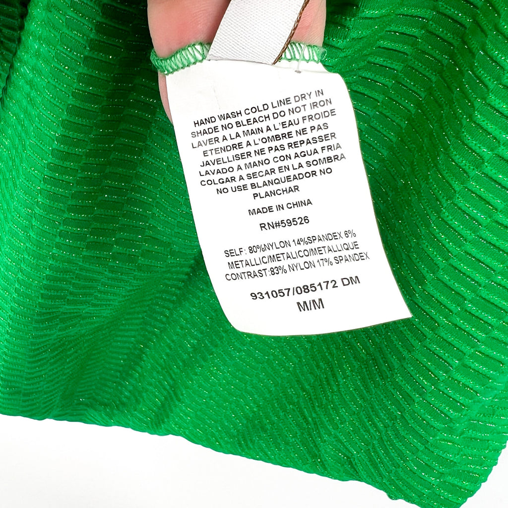 BECCA Women's Luxe Evelynn Plunge One Piece Swimsuit Medium Emerald Green NWT