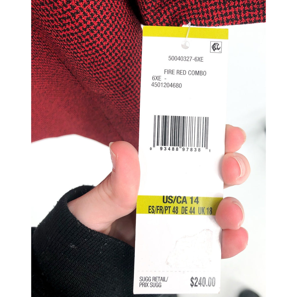 LE SUIT Mid-Length Suit Blazer Size 14 Fire Red Open Front NWT