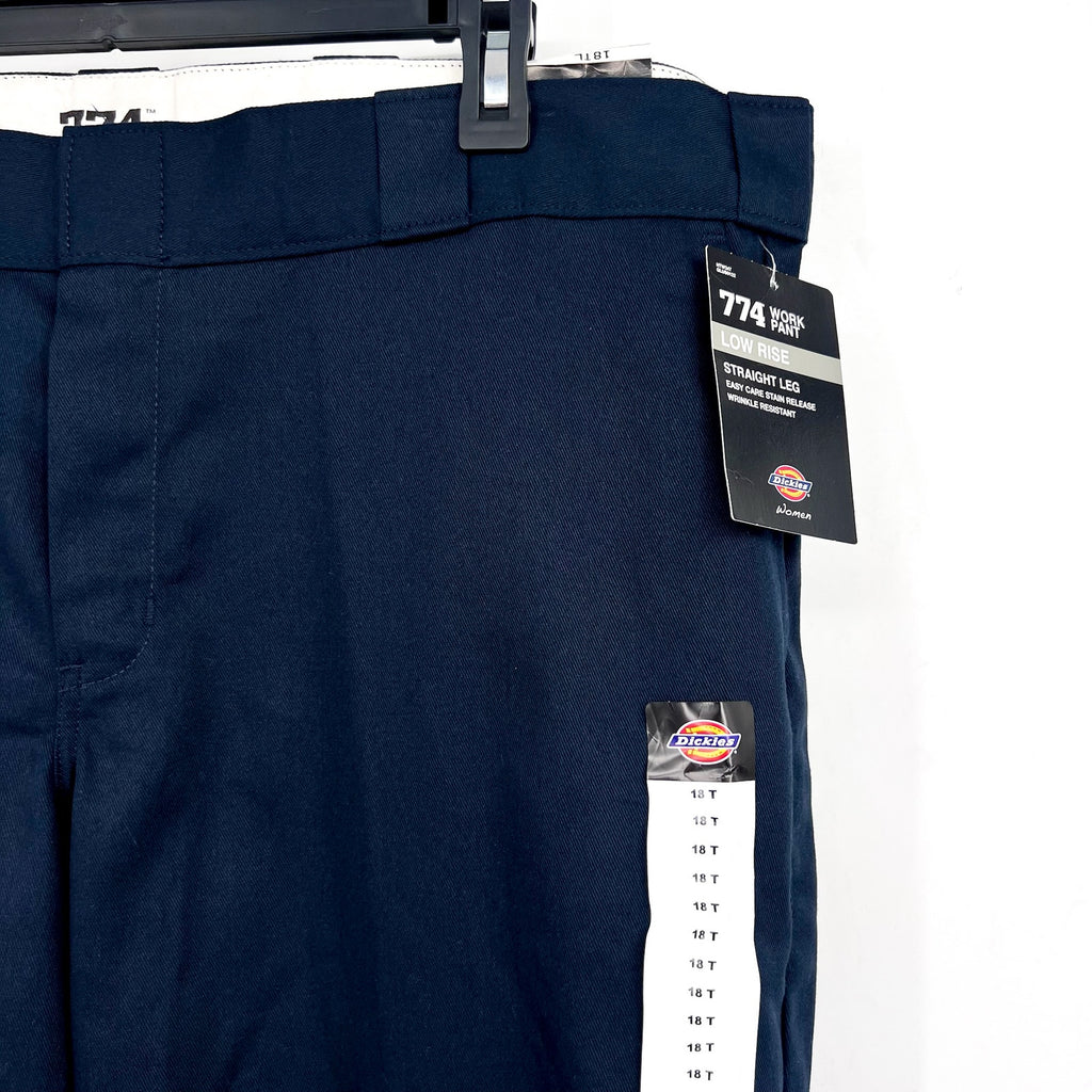 DICKIES Women's FLEX Original Fit Work Pants Size 18 Tall Navy Blue Twill NWT