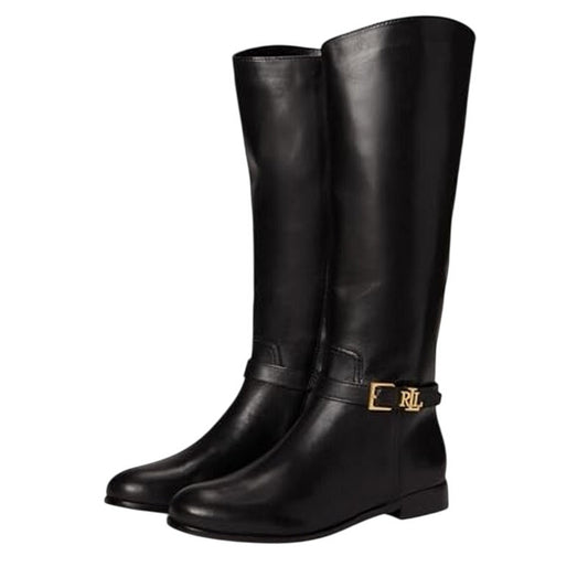 Lauren Ralph Lauren Womens Brooke Knee High Boots US 8.5 M Black Leather NIB