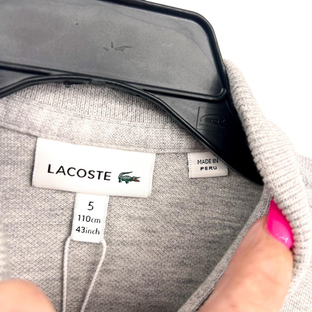 LACOSTE Kids Short Sleeve Classic Pique Polo Shirt SIZE 5 Grey NWT