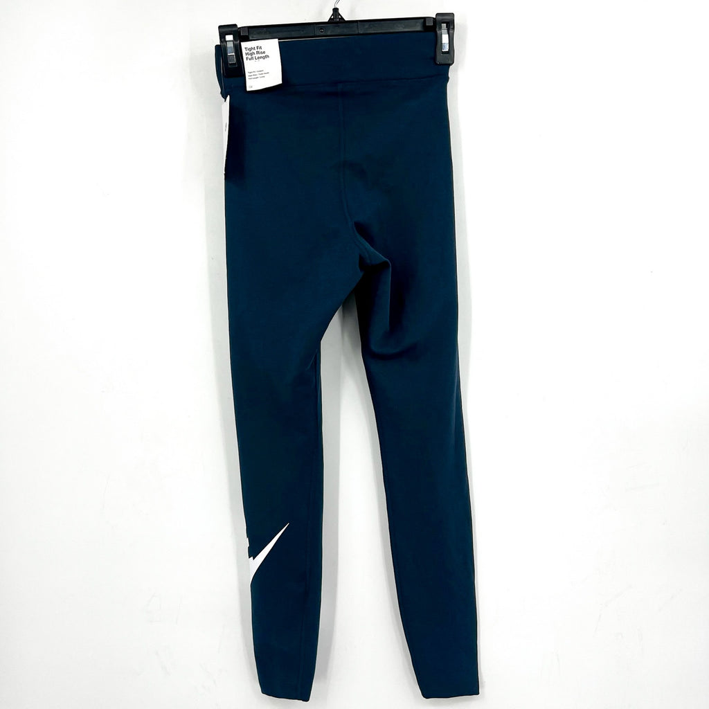 Nike Womens Logo Full Length Leggings XS Navy Blue Athletic High-Waisted NWT