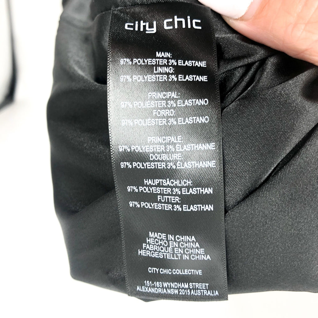 CITY CHIC Rich Bloom Party Dress Medium Size 18 Black Floral Midi Straps NWOT