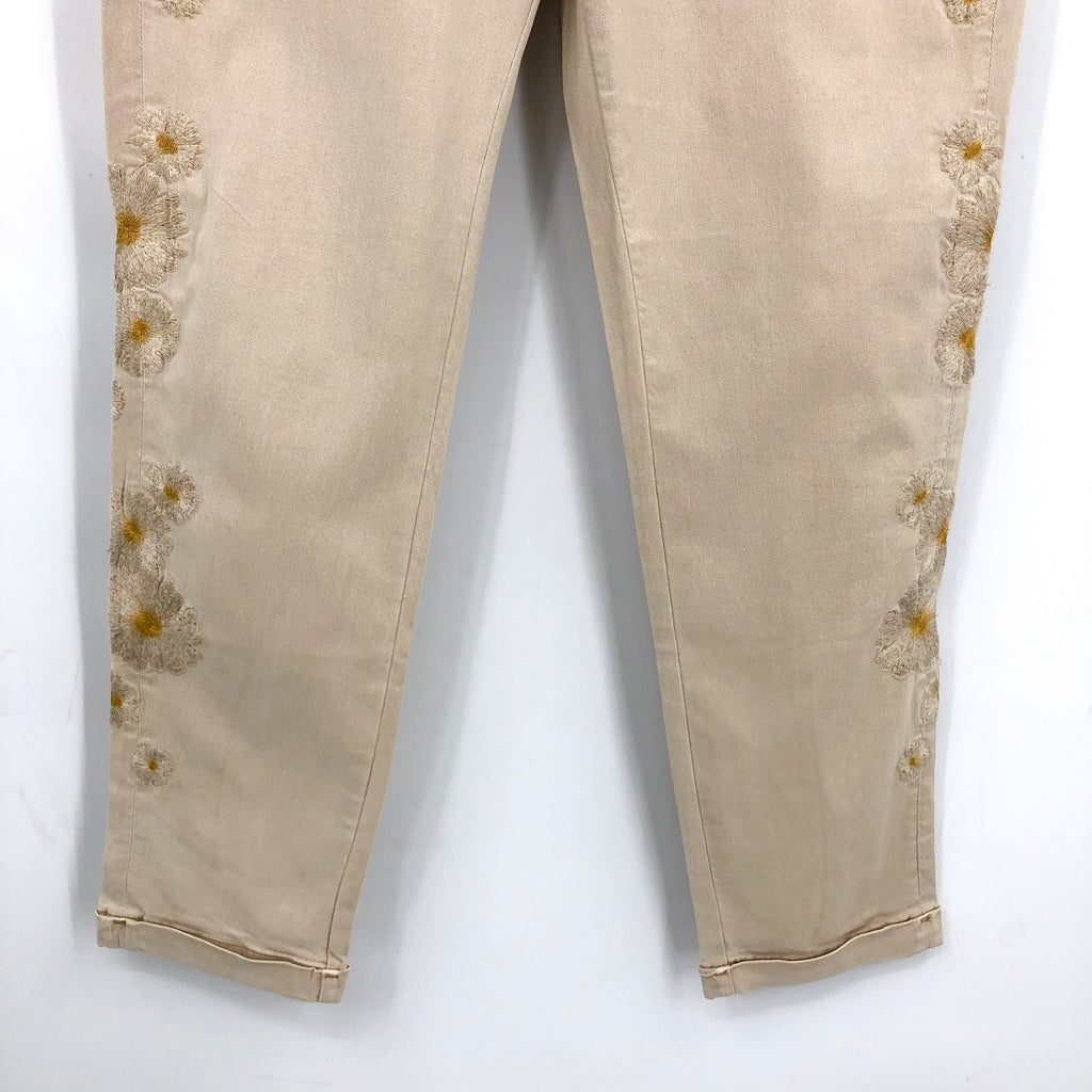 DRIFTWOOD Women's Embroidered Casual Pants XL Beige Floral NWT