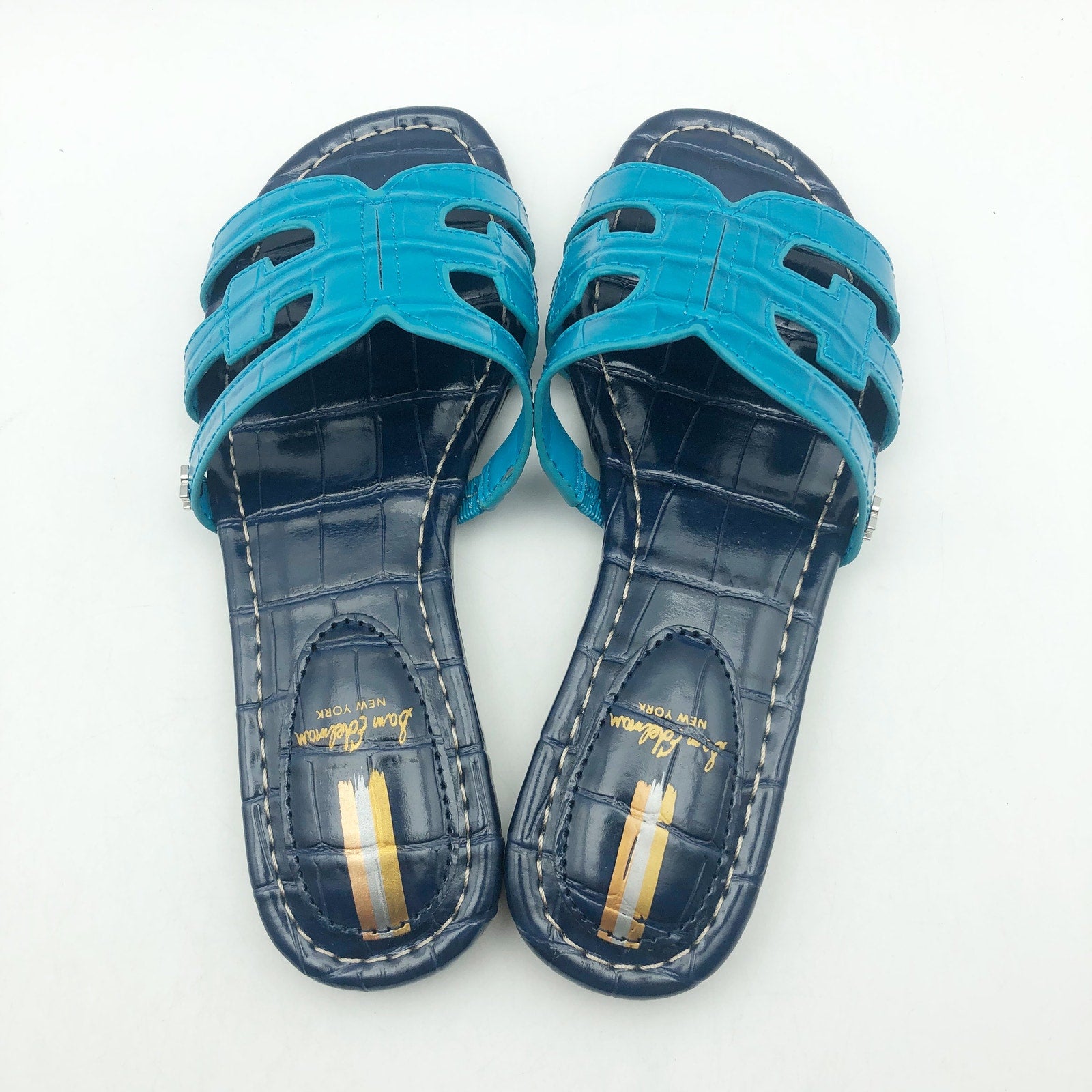 Sam Edelman Girls Bay Slide Sandals US 13 M EU 31 Navy Blue Leather NIB