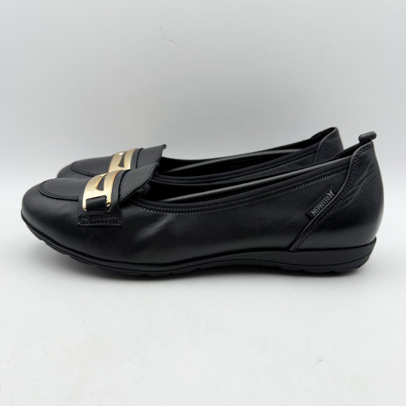 Mephisto Womens Electra Flats EU 38.5 US Size 8.5 Black Leather NIB