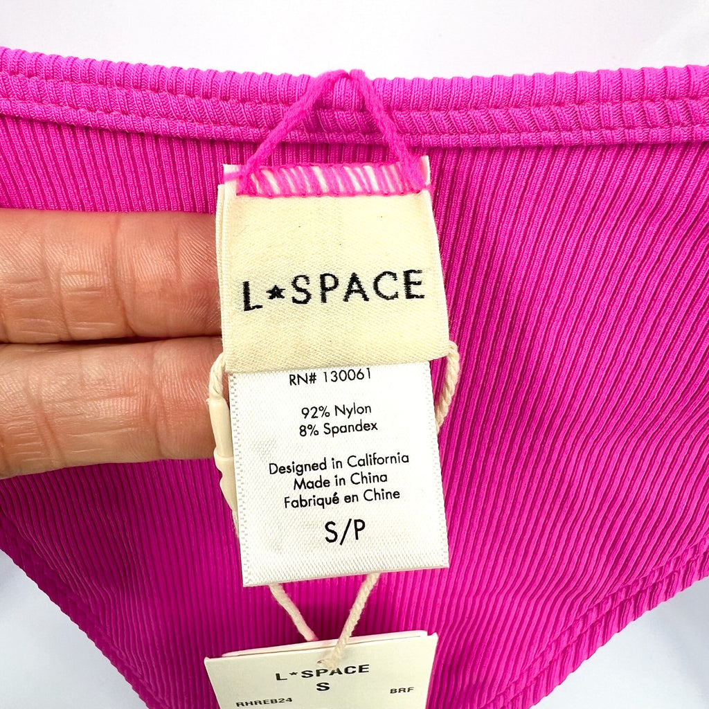 L*SPACE Women's Remi Bitsy Bikini Bottom Small Pink Bright Fuchsia Cheeky NWT