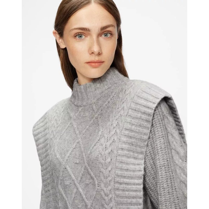 TED BAKER Women's Arriaa Cable Sweater Dress US 8 Ted 3 Grey High Neck NWOT