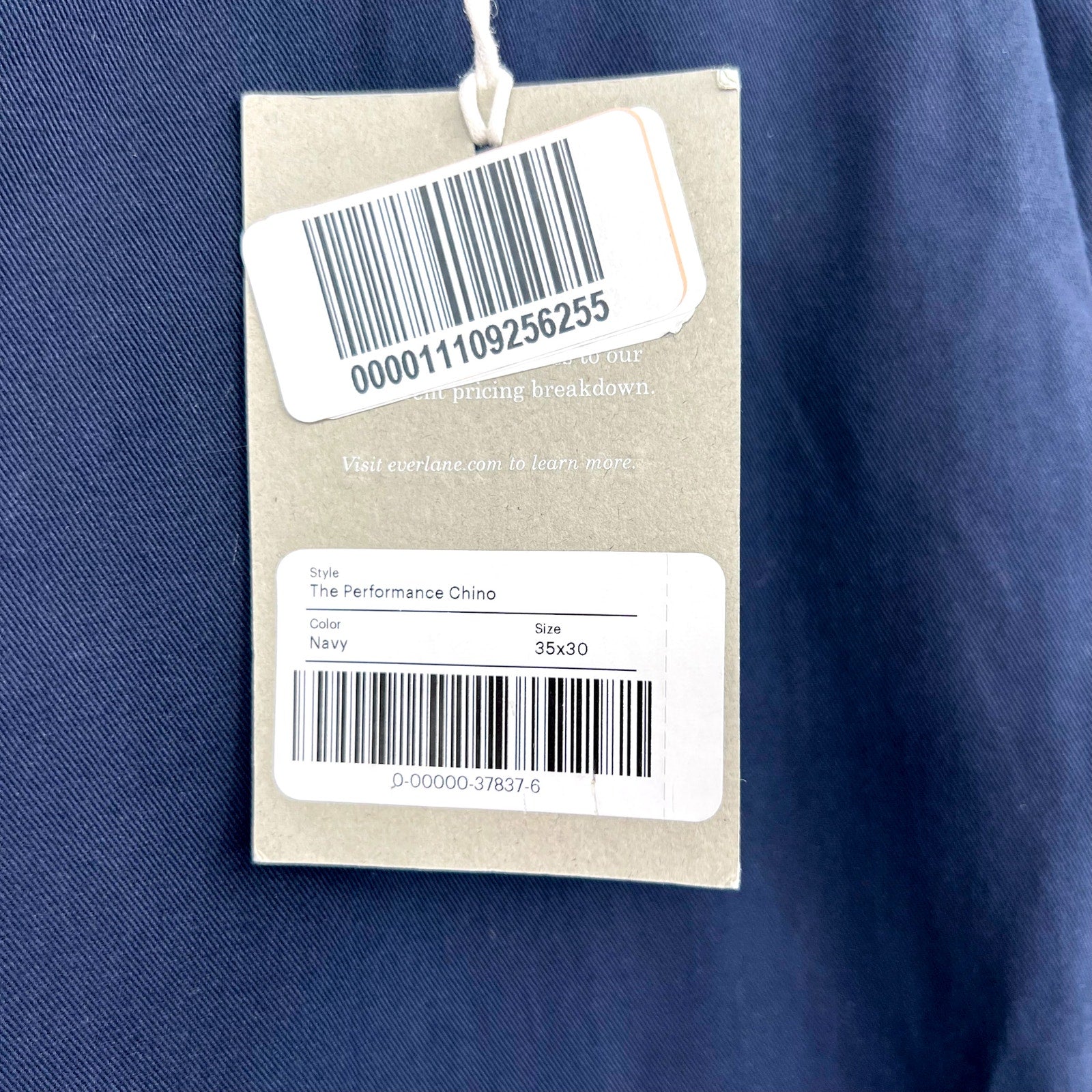 EVERLANE Men's Uniform Performance Chino 35x30 Navy Blue Slim Fit Pants NWT