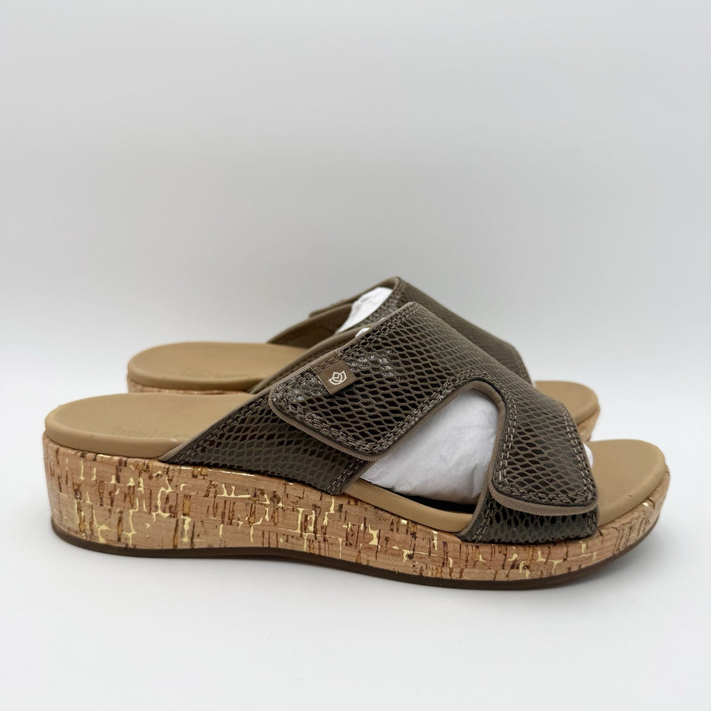 Spenco Womens Camille Wedge Sandals Size 8.5 Wide Brown NIB