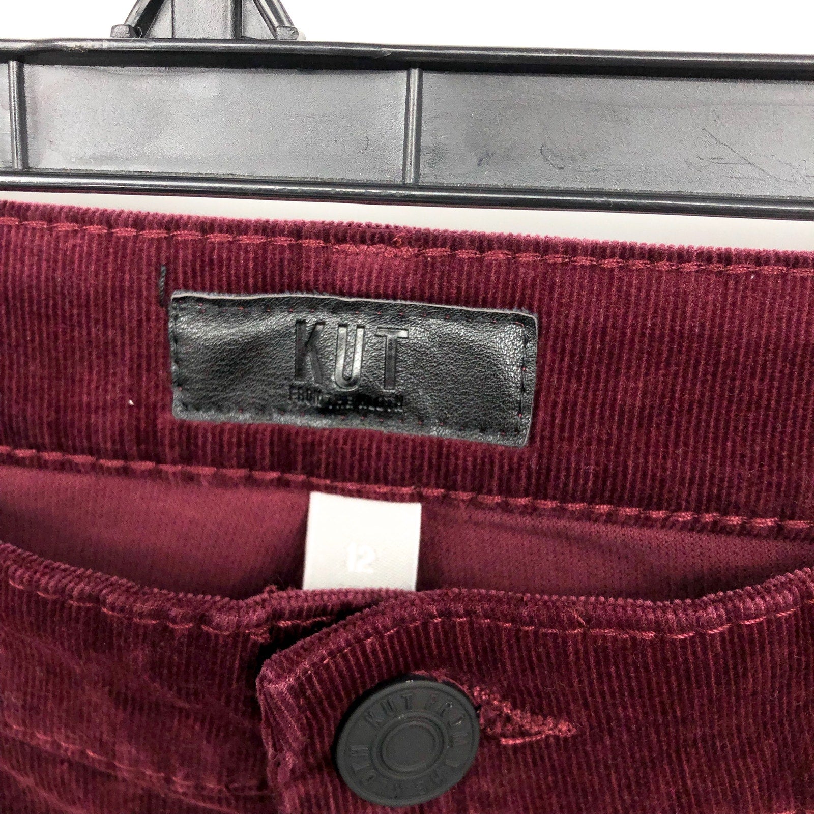 KUT FROM THE KLOTH Women's Karen Baby Boot Jeans Size 12 Red Wine Corduroy NWT
