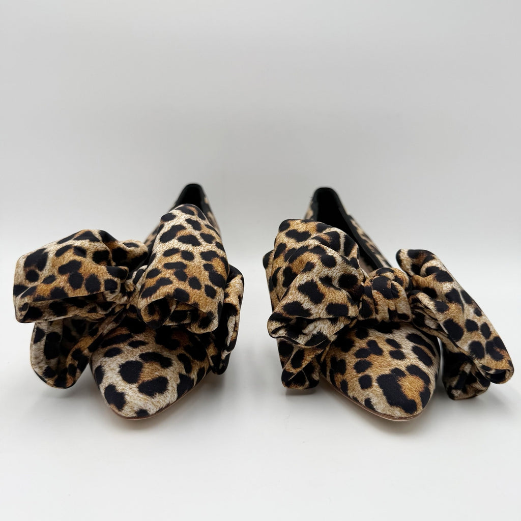 Loeffler Randall Womens Noa Heels Size 9.5 B Black Brown Leopard Bow NIB