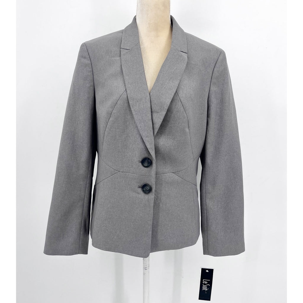 LE SUIT Women's Two Button Blazer Jacket Size 16 Gray Professional Business NWT