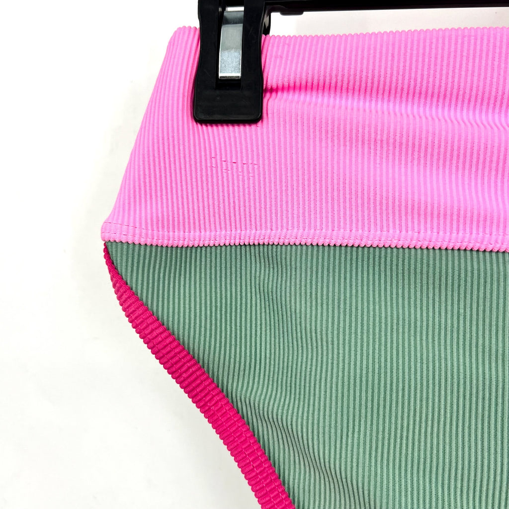 BEACH RIOT Women's Emmy Bikini Bottom Large Green Sage Bloom Colorblock NWT
