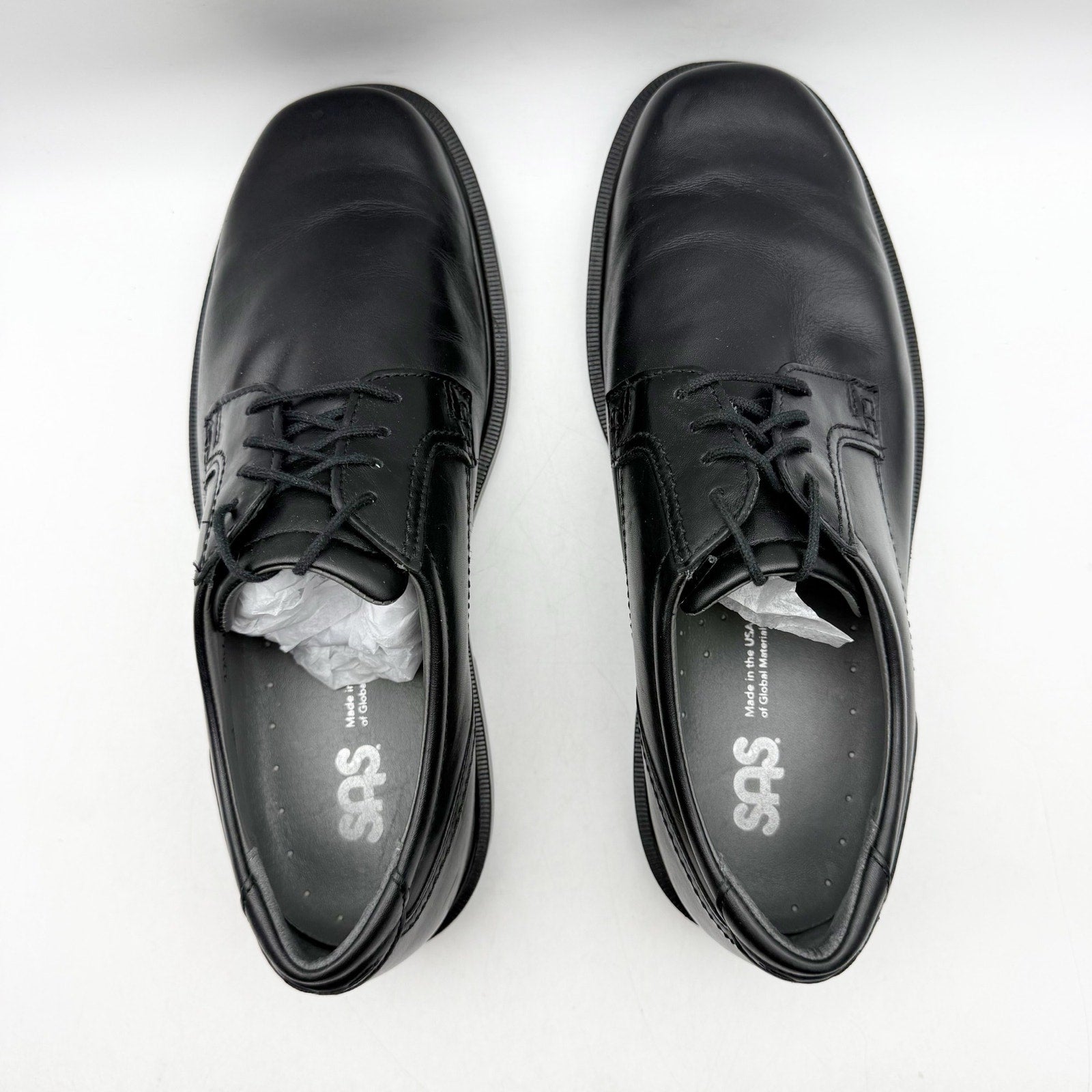 SAS Mens Ambassador Lace Up Comfort Oxford Shoes US 9.5 Wide Black Leather NWOB
