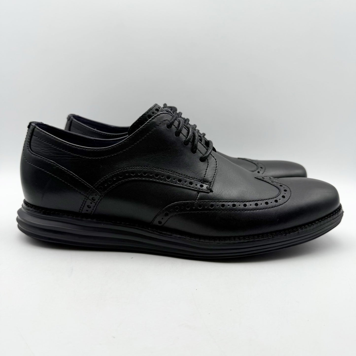 Cole Haan Mens Original Grand Wing Tip Oxford Shoes US 11 M Black Leather NWOB