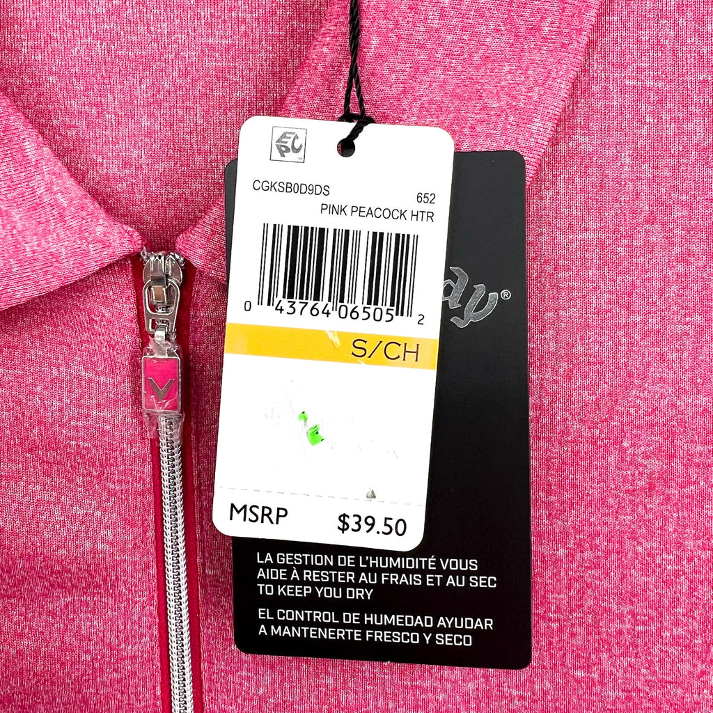 Callaway Womens Golf Polo Shirt Small Pink Quarter Zip Short Sleeve NWT